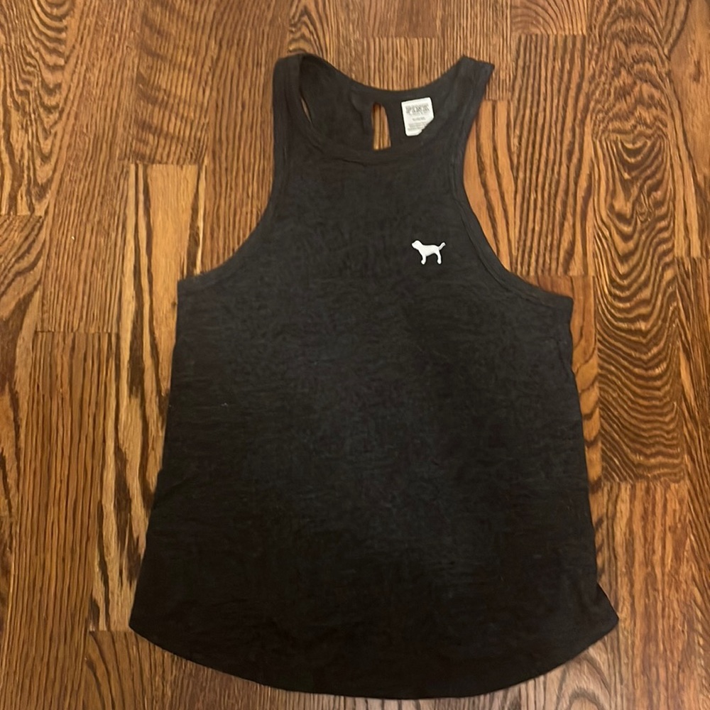 Pink from Victoria’s Secret dark gray open back tank